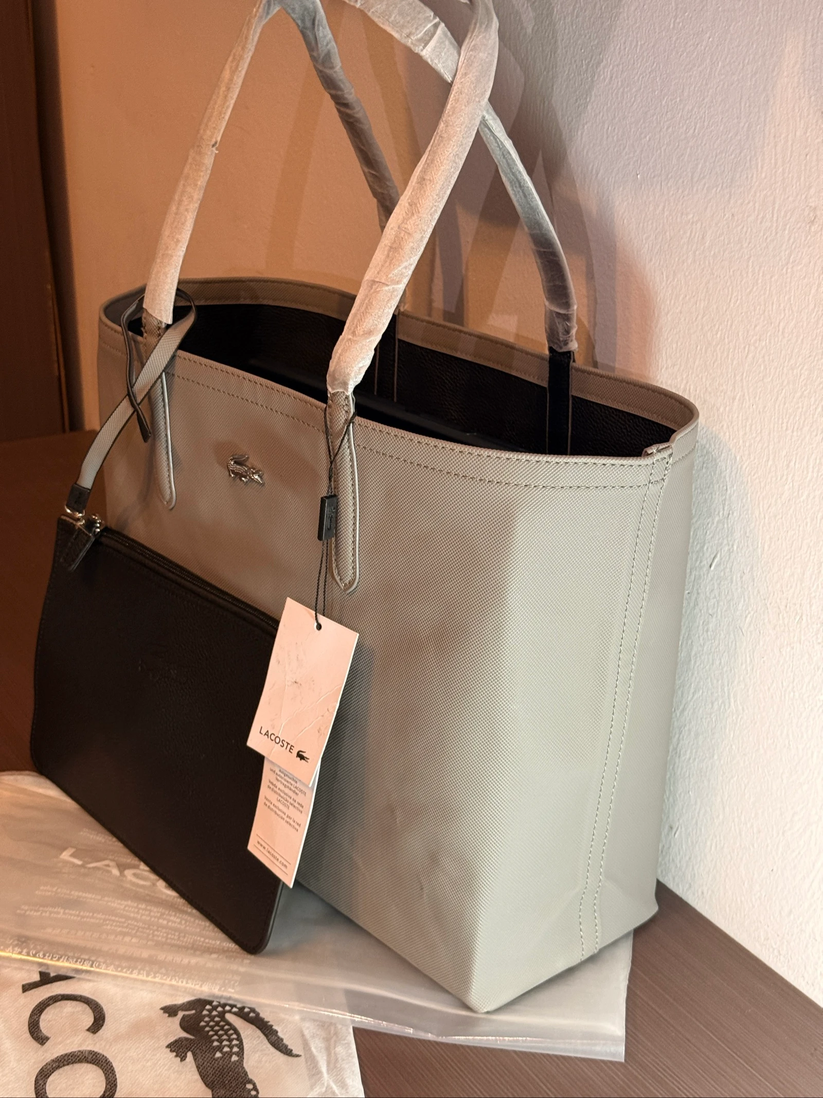 Lacoste reversible tote bag - Gray and Black – photo 4